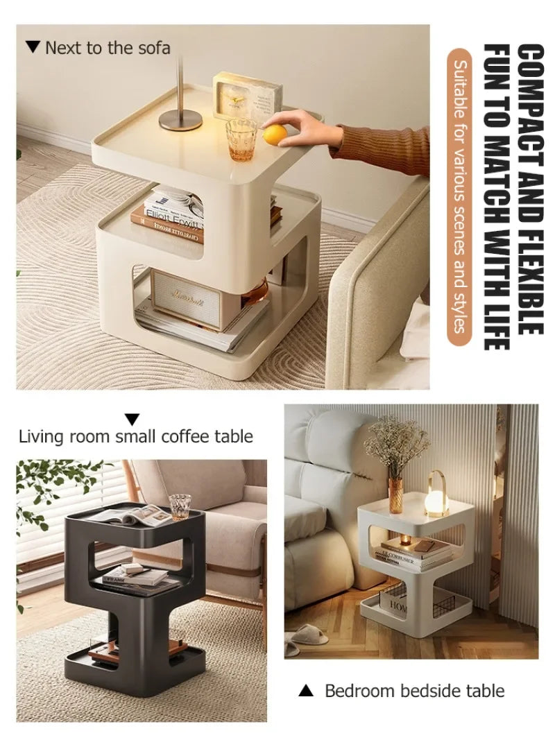 Modern Side Table Living Room Furniture Bedside Coffee Table Storage Rack for Small Apartment