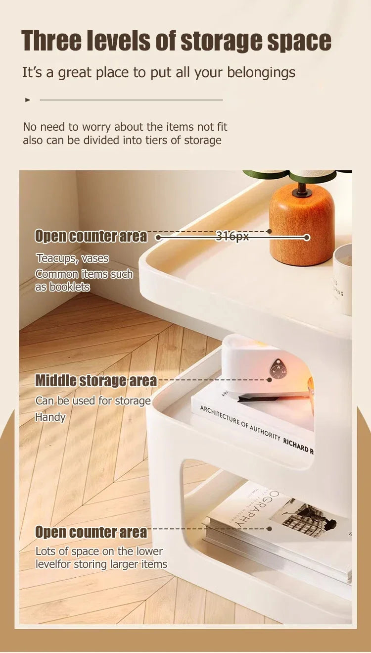 Modern Side Table Living Room Furniture Bedside Coffee Table Storage Rack for Small Apartment