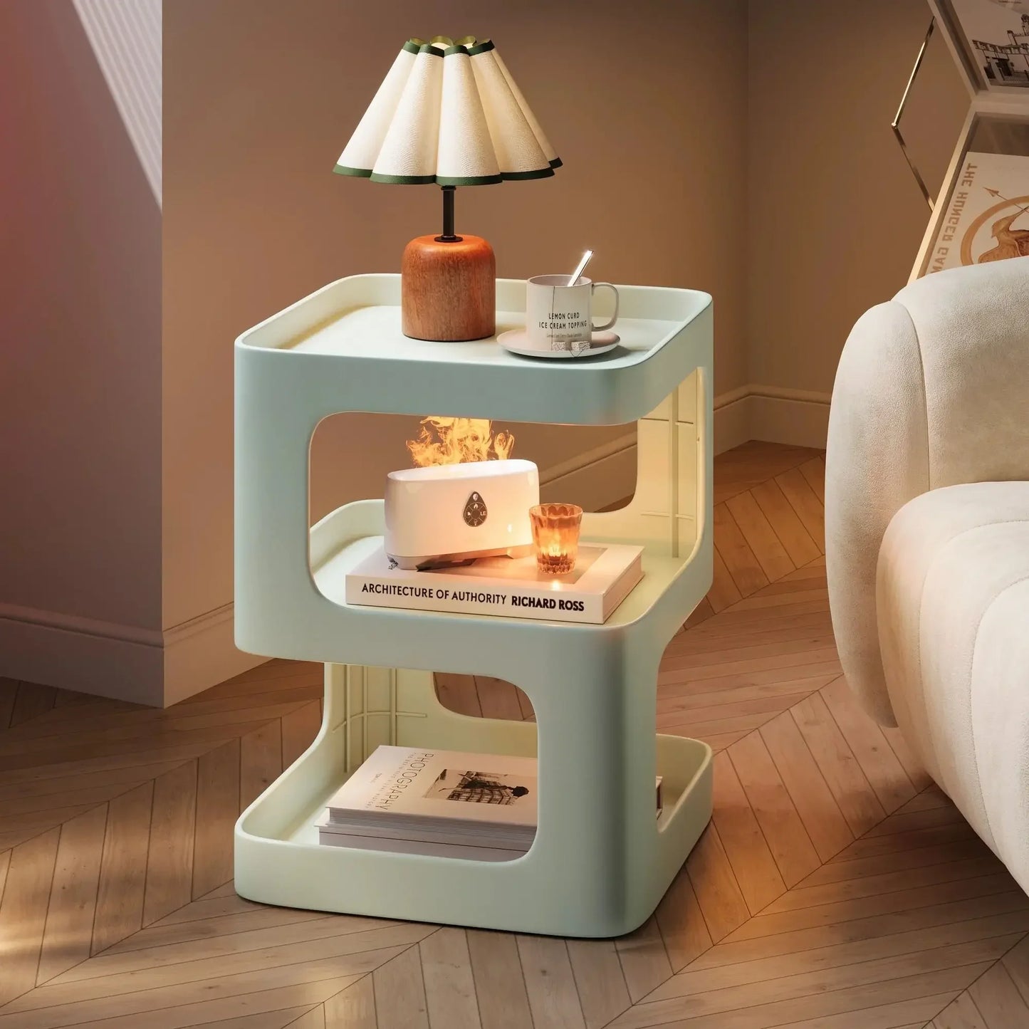 Modern Side Table Living Room Furniture Bedside Coffee Table Storage Rack for Small Apartment