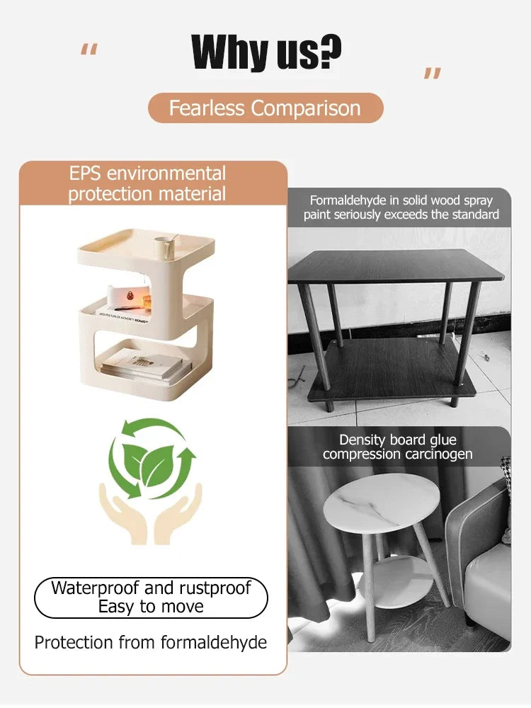 Modern Side Table Living Room Furniture Bedside Coffee Table Storage Rack for Small Apartment
