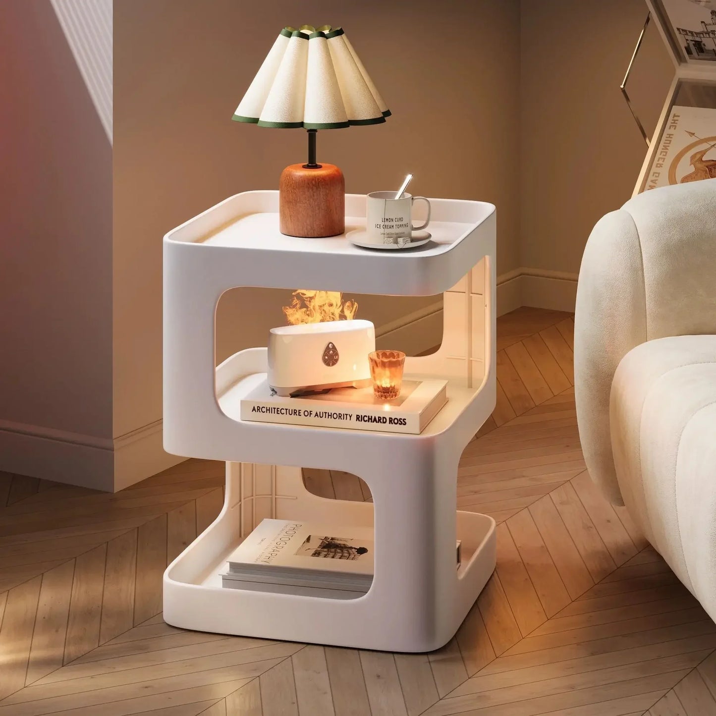 Modern Side Table Living Room Furniture Bedside Coffee Table Storage Rack for Small Apartment