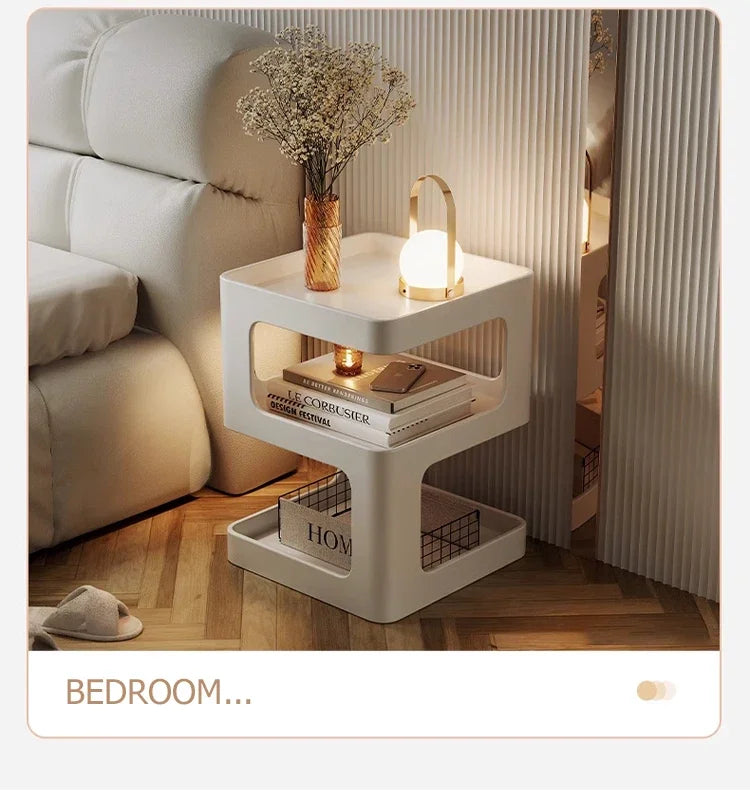 Modern Side Table Living Room Furniture Bedside Coffee Table Storage Rack for Small Apartment