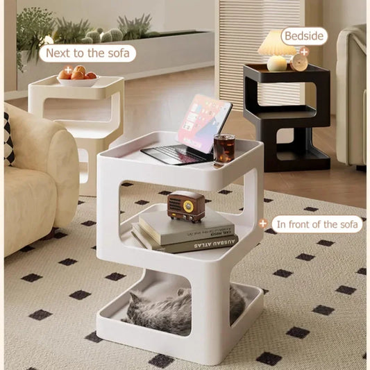 Modern Side Table Living Room Furniture Bedside Coffee Table Storage Rack for Small Apartment