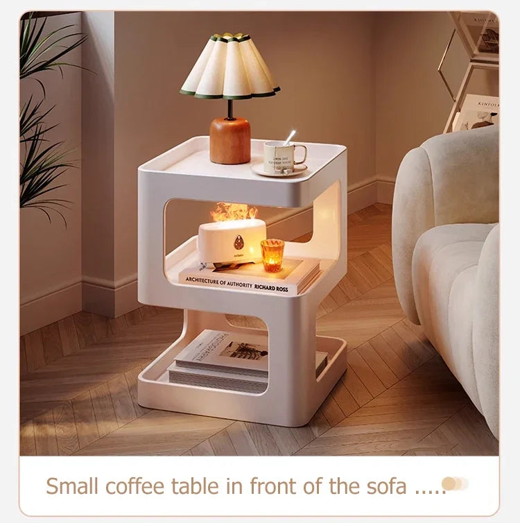 Modern Side Table Living Room Furniture Bedside Coffee Table Storage Rack for Small Apartment